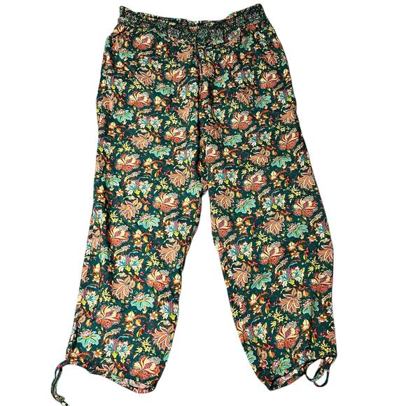 Sundance Green Floral Riya Beach Cinchable Harem  Pants XL (2787) - Picture 2 of 7